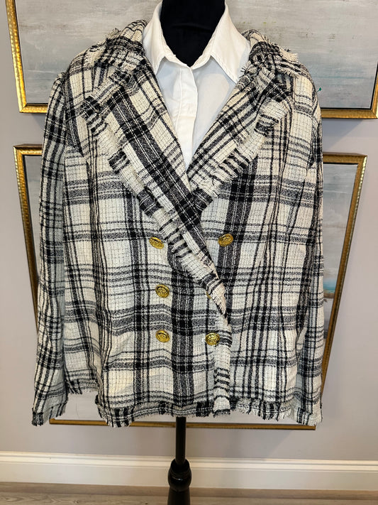 Plaid Black & White Size 2x (No Stretch)