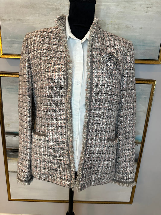 Tahari Light Pink & Gray Size 8 (No Stretch)