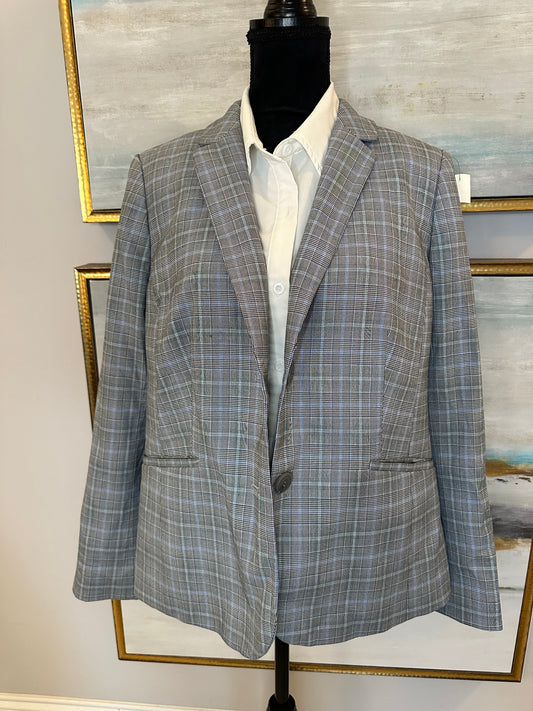 Talbots Plaid Blue & Black Size 12 (No Stretch)